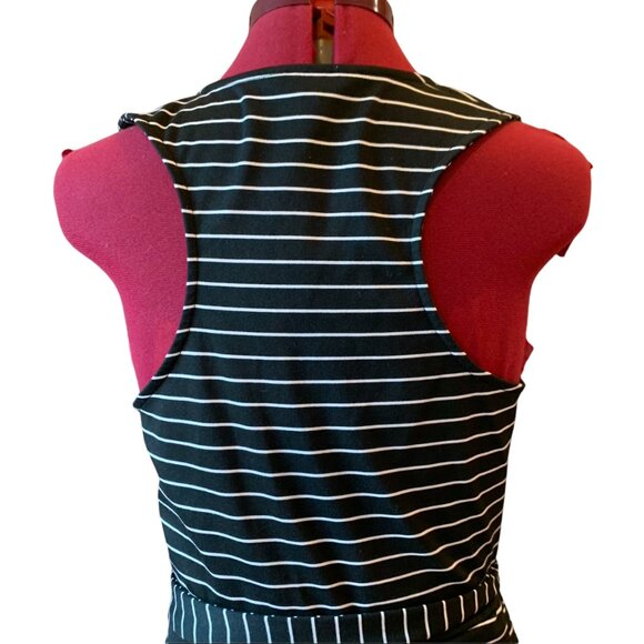JACK by BB Dakota Short faux-wrap sleeveless racer back dress b&w stripes Large - Picture 7 of 15